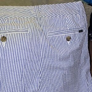 Striped polo pants navy and white